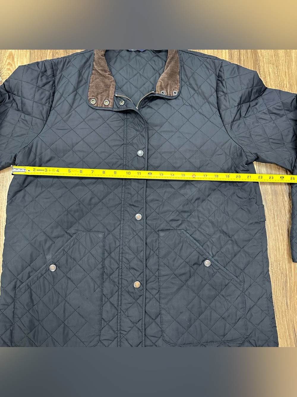 Women’s Land’s End Quilted Corduroy Collar Primaloft Coat, Black, Large - Picture 6 of 7